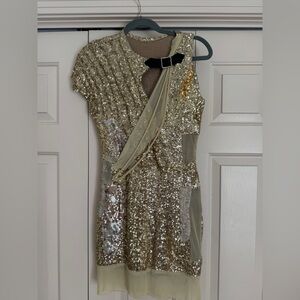 Steampunk asymmetrical mini dress small